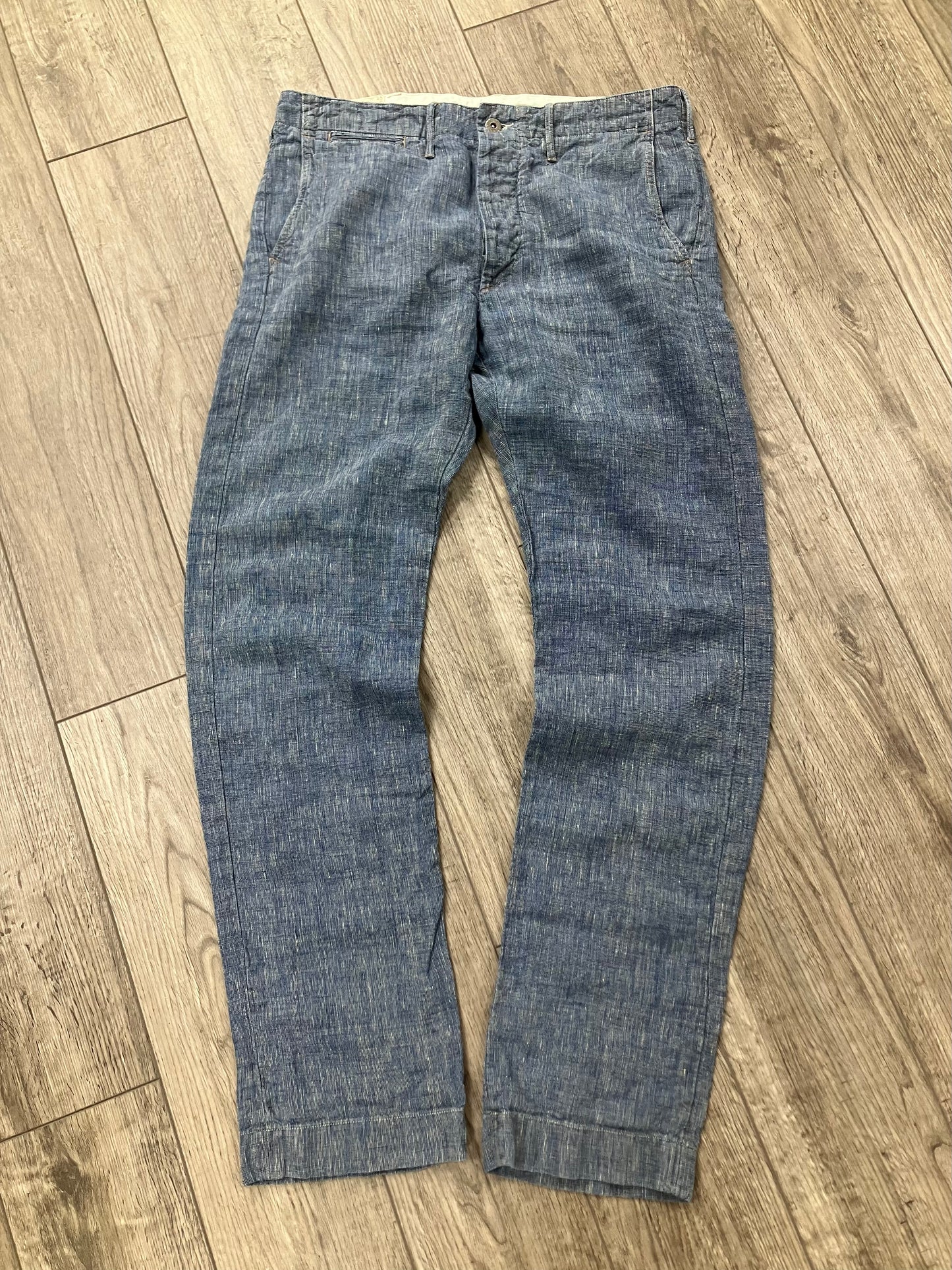32-Polo RRL Indigo Cloth Linen Pants