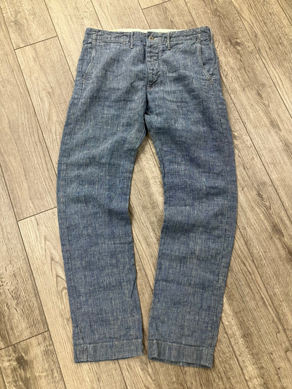 32-Polo RRL Indigo Cloth Linen Pants