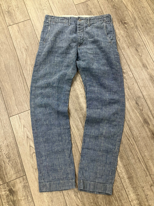 32-Polo RRL Indigo Cloth Linen Pants