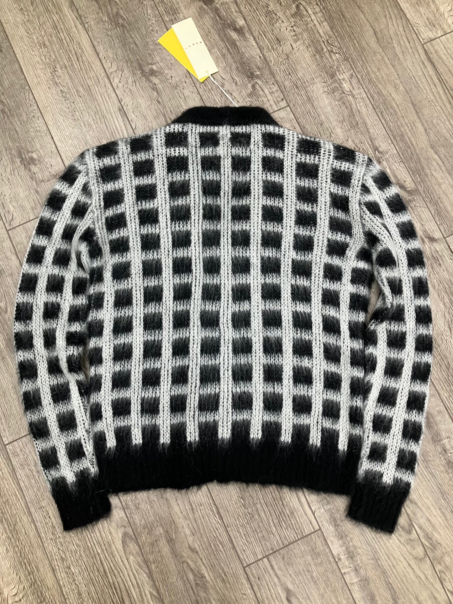 M-Marni Black Checkered Mohair Cardigan