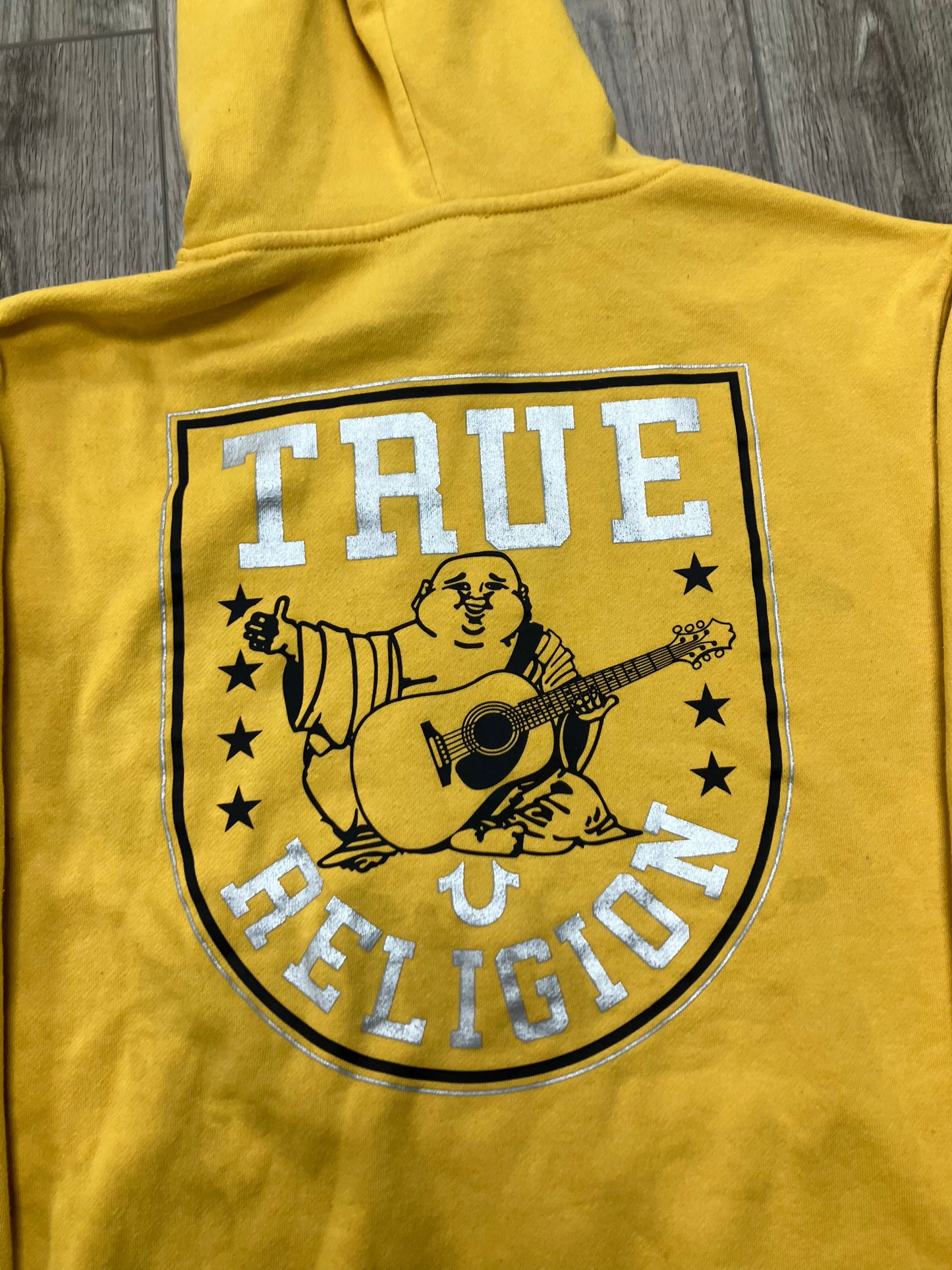 True Religion Yellow Zip Up Hoodie Size L