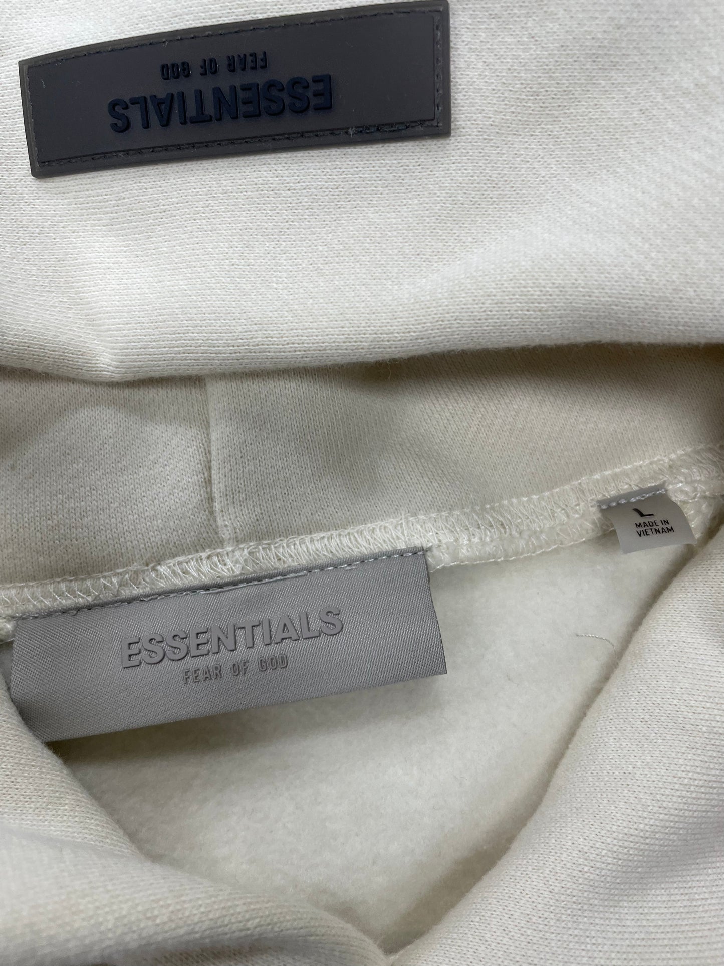 L-Fear of God Essentials Eggshell Hoodie