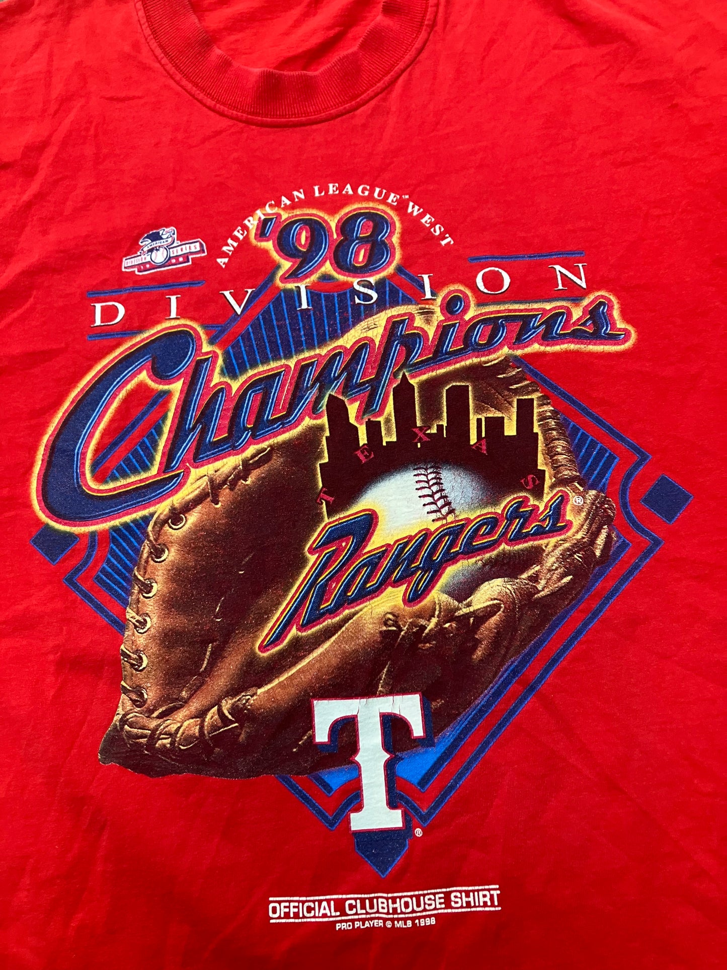 Vintage 1998 Texas Rangers Division Champs Tee Size XL