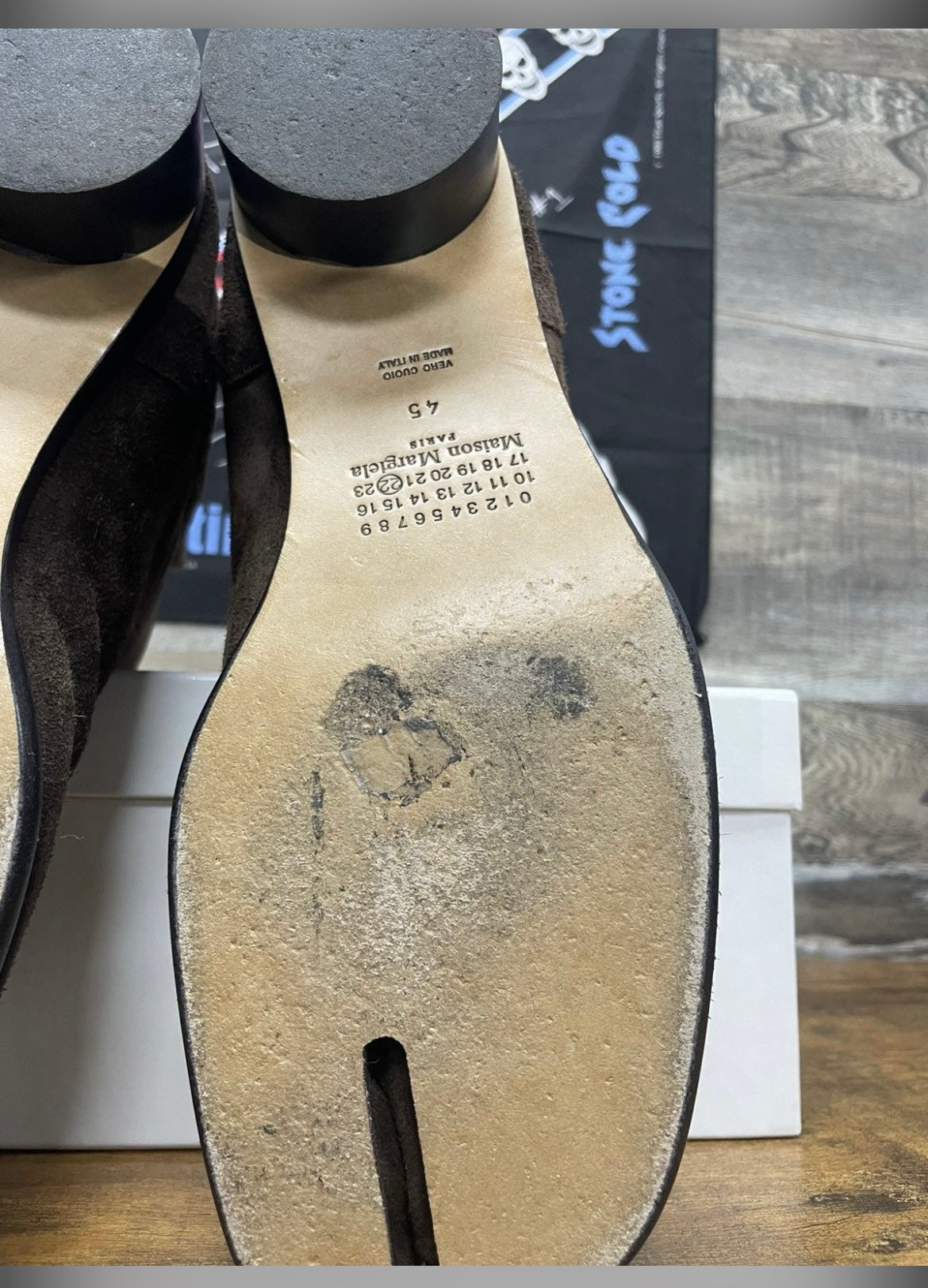 45/12-Maison Margiela Brown Suede Heel Boot