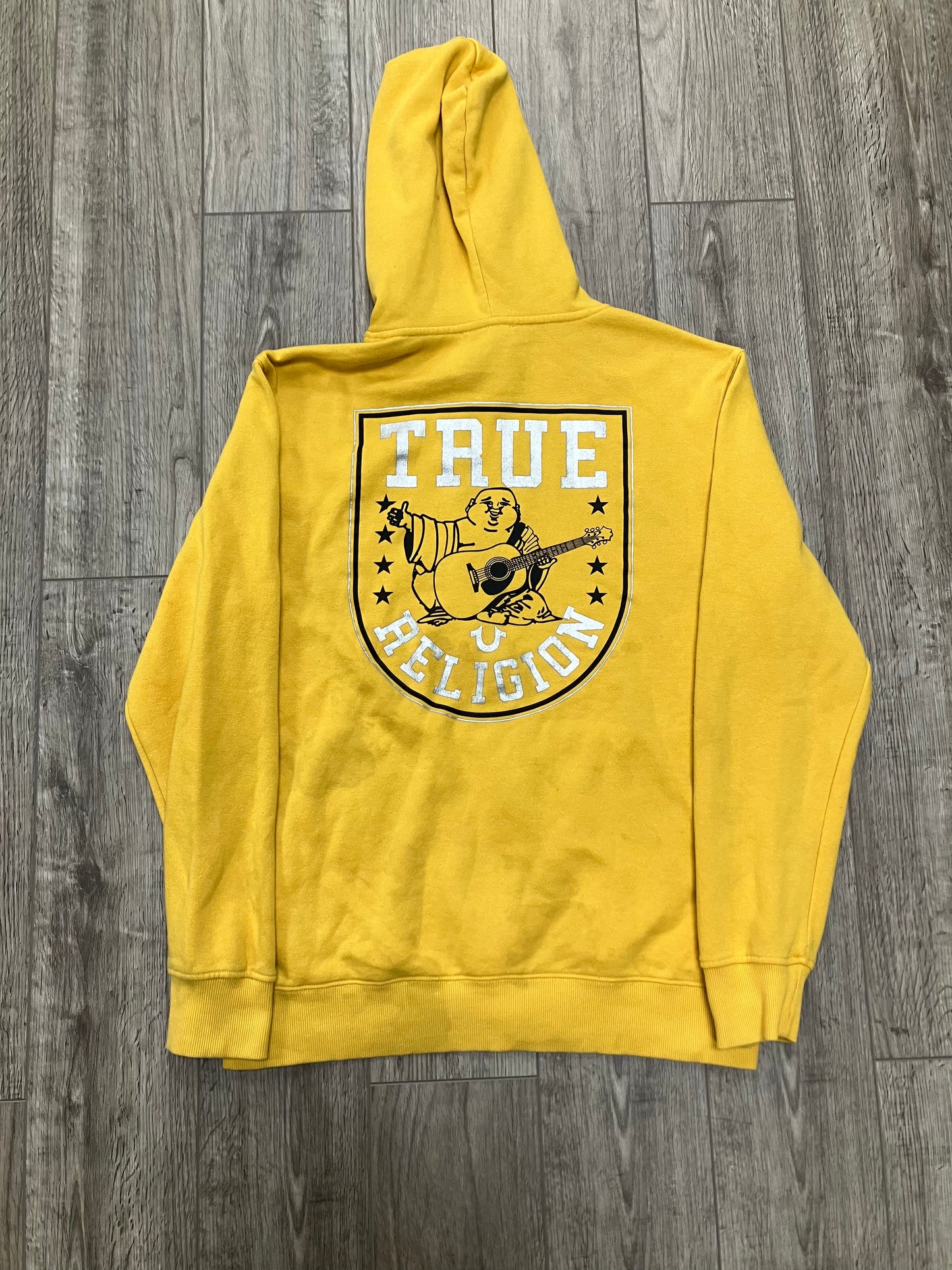 True Religion Yellow Zip Up Hoodie Size L