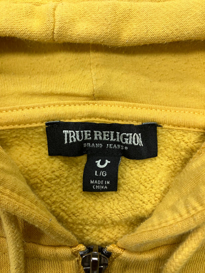 True Religion Yellow Zip Up Hoodie Size L