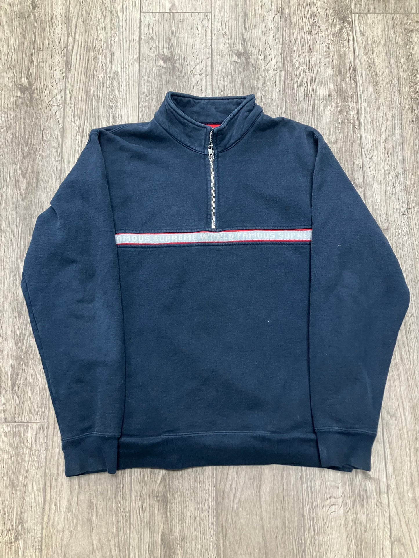 Supreme World Famous Navy Quarter Zip Size L