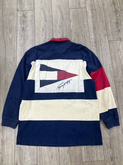 L-vintage Tommy Hilfiger Striped  Rugby Long sleeve