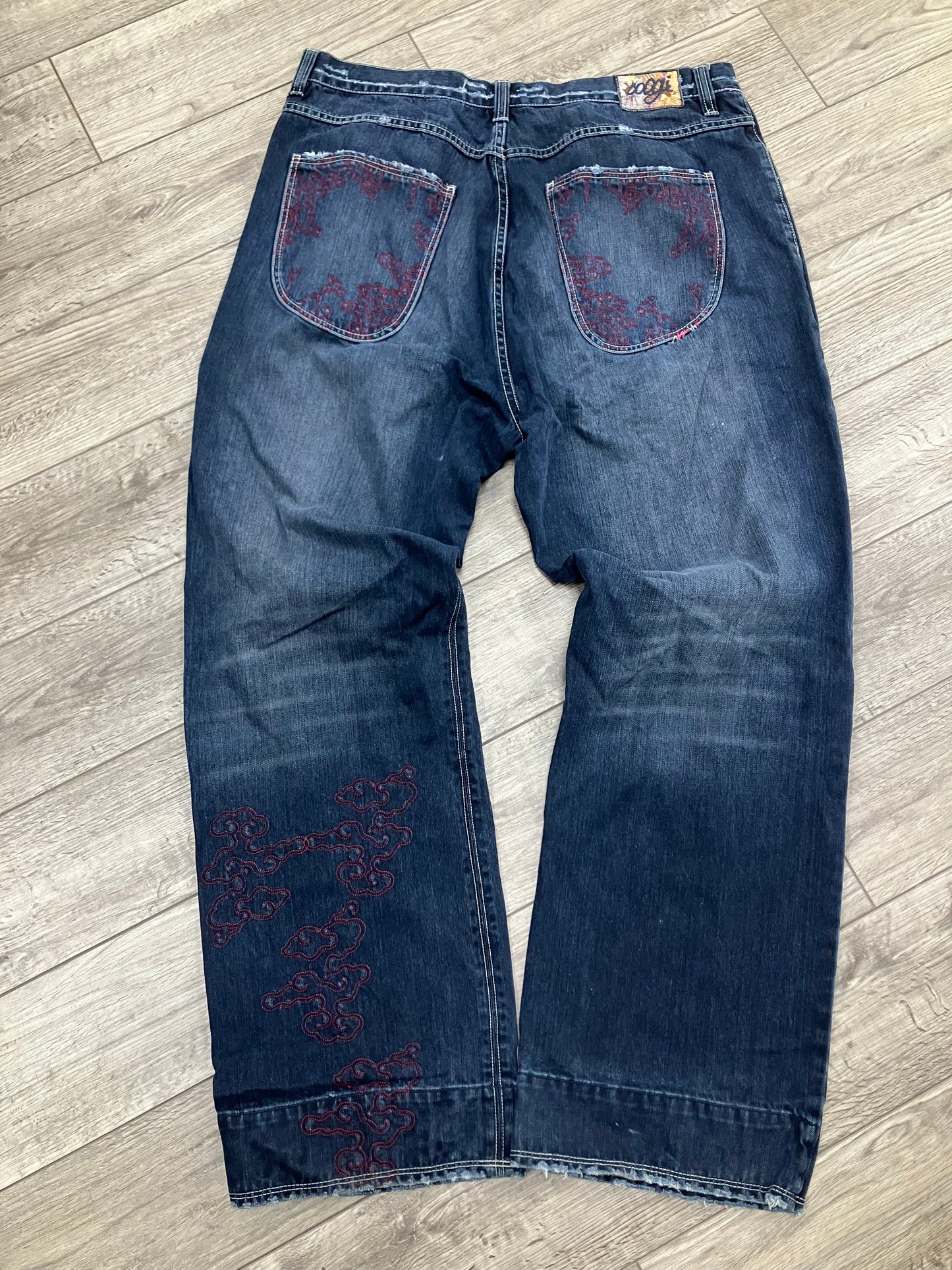 42-Coogi Embroidered Dark Blue Jeans