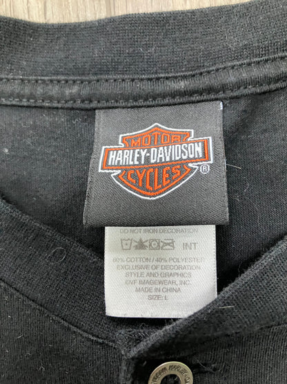 Harley Davidson Henley Long Sleeve Tee Size L