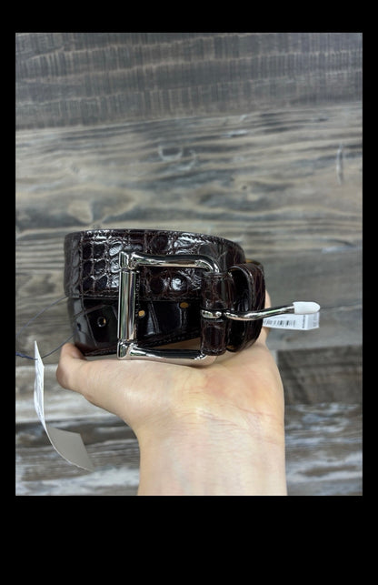 32-Ralph Lauren purple Label Alligator Belt Dark Brown