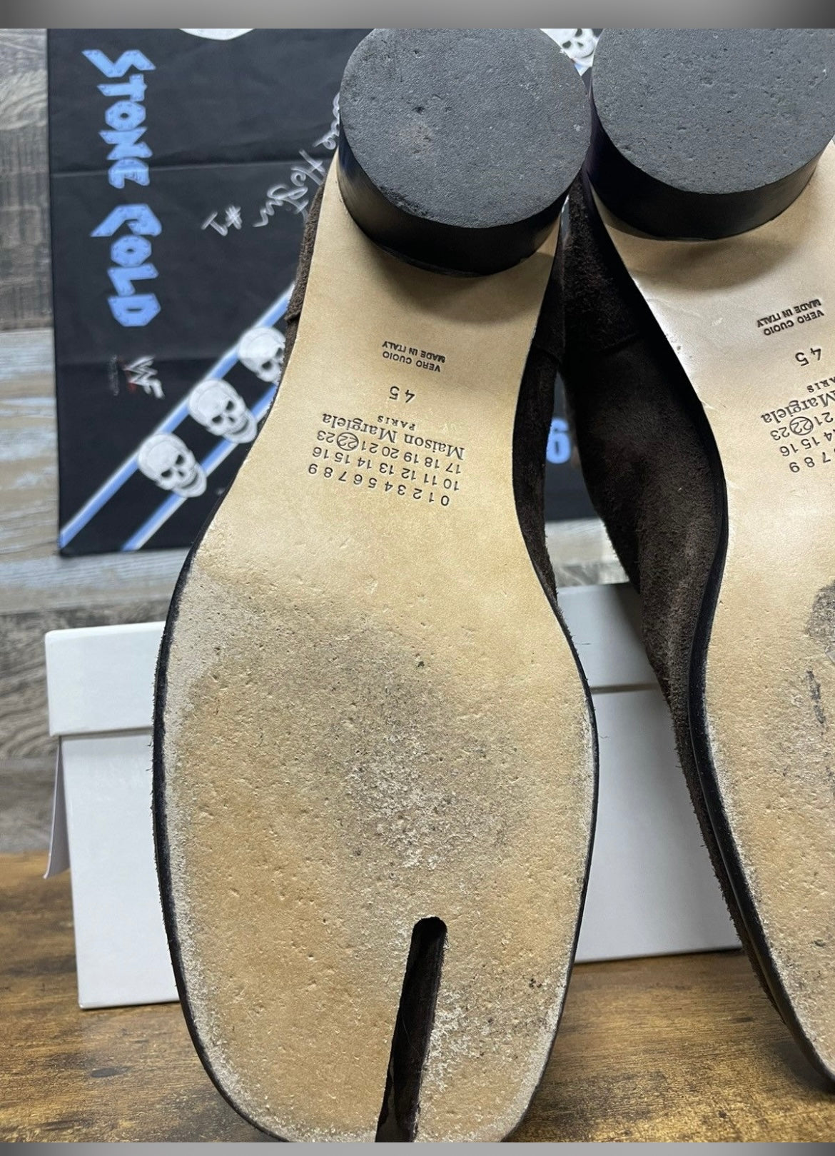 45/12-Maison Margiela Brown Suede Heel Boot