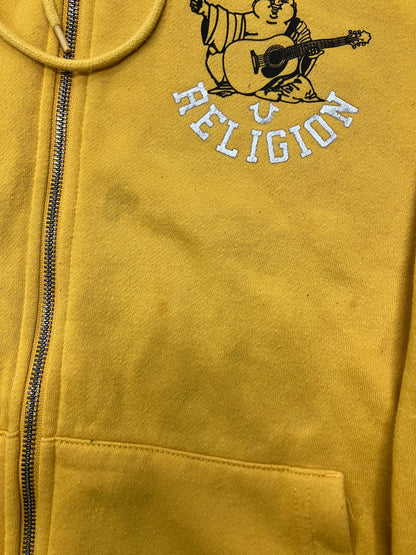 True Religion Yellow Zip Up Hoodie Size L