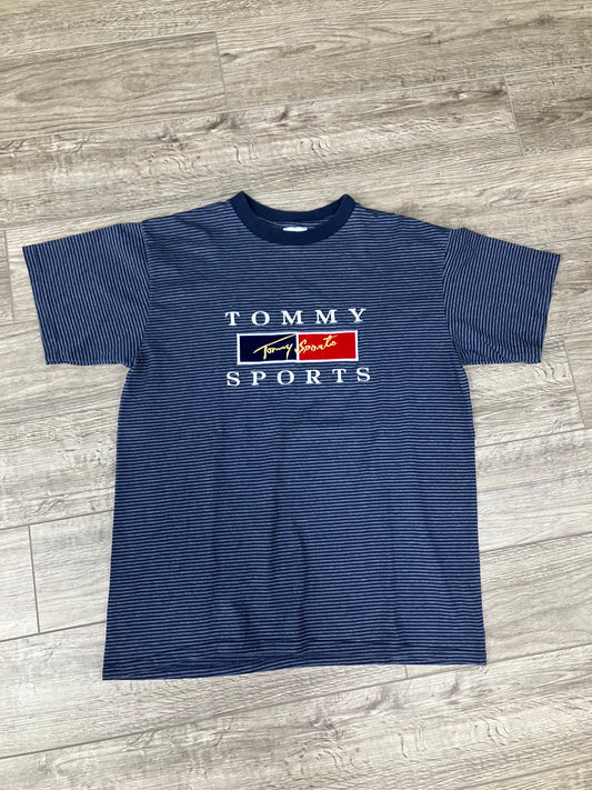 Vintage Tommy Sports Bootleg Stripe Tee Size Large