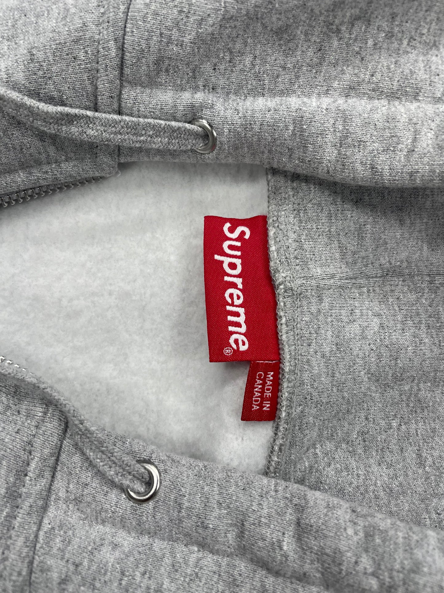 L - Supreme S Logo Zip Up Hooded Grey Sweatshirt