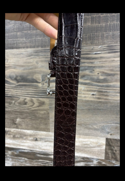 32-Ralph Lauren purple Label Alligator Belt Dark Brown