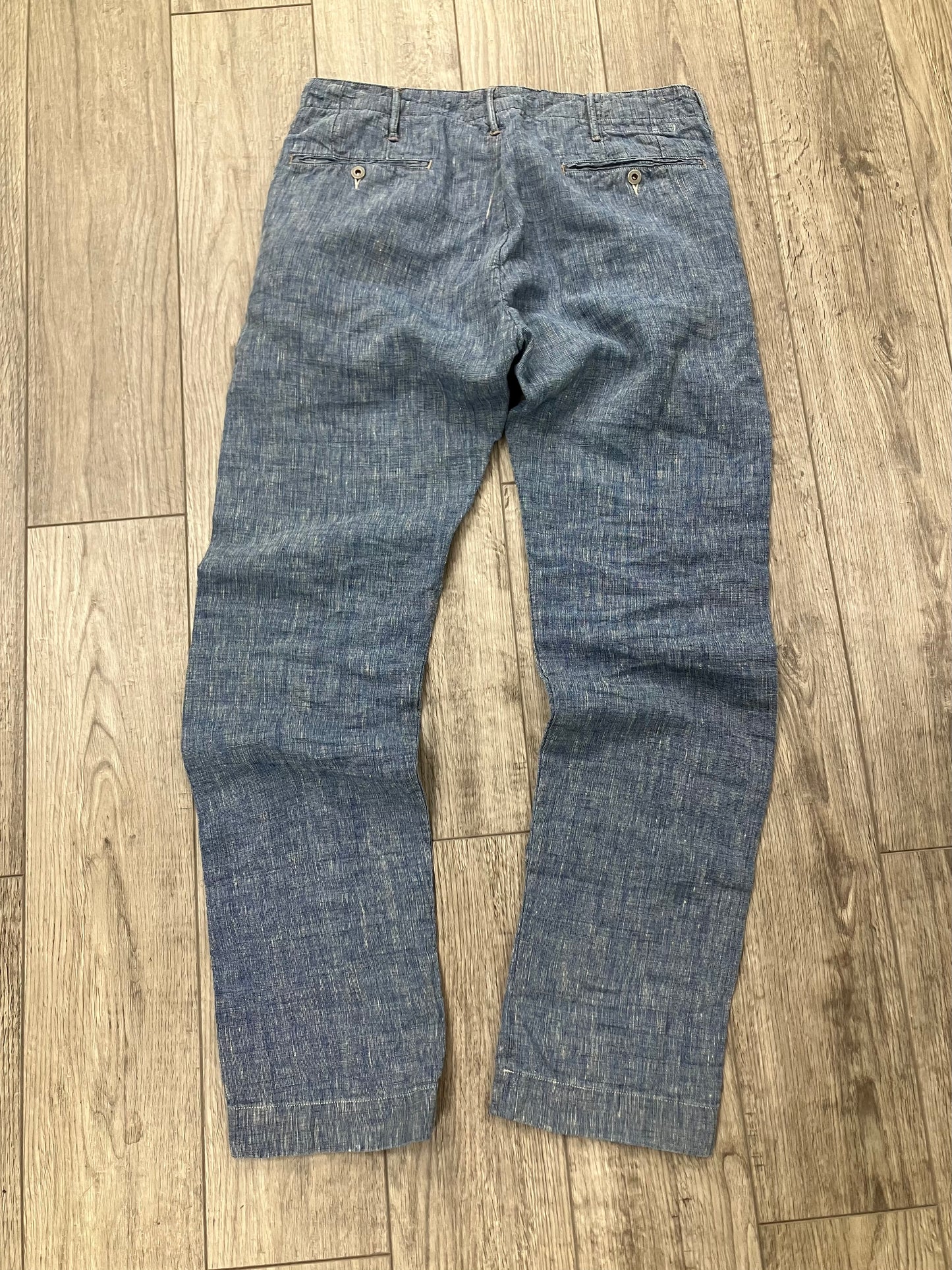 32-Polo RRL Indigo Cloth Linen Pants