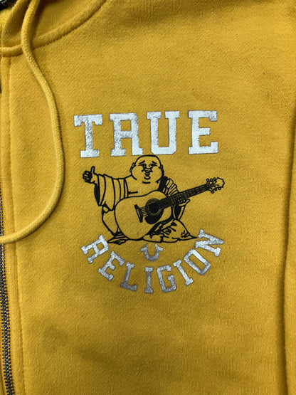 True Religion Yellow Zip Up Hoodie Size L