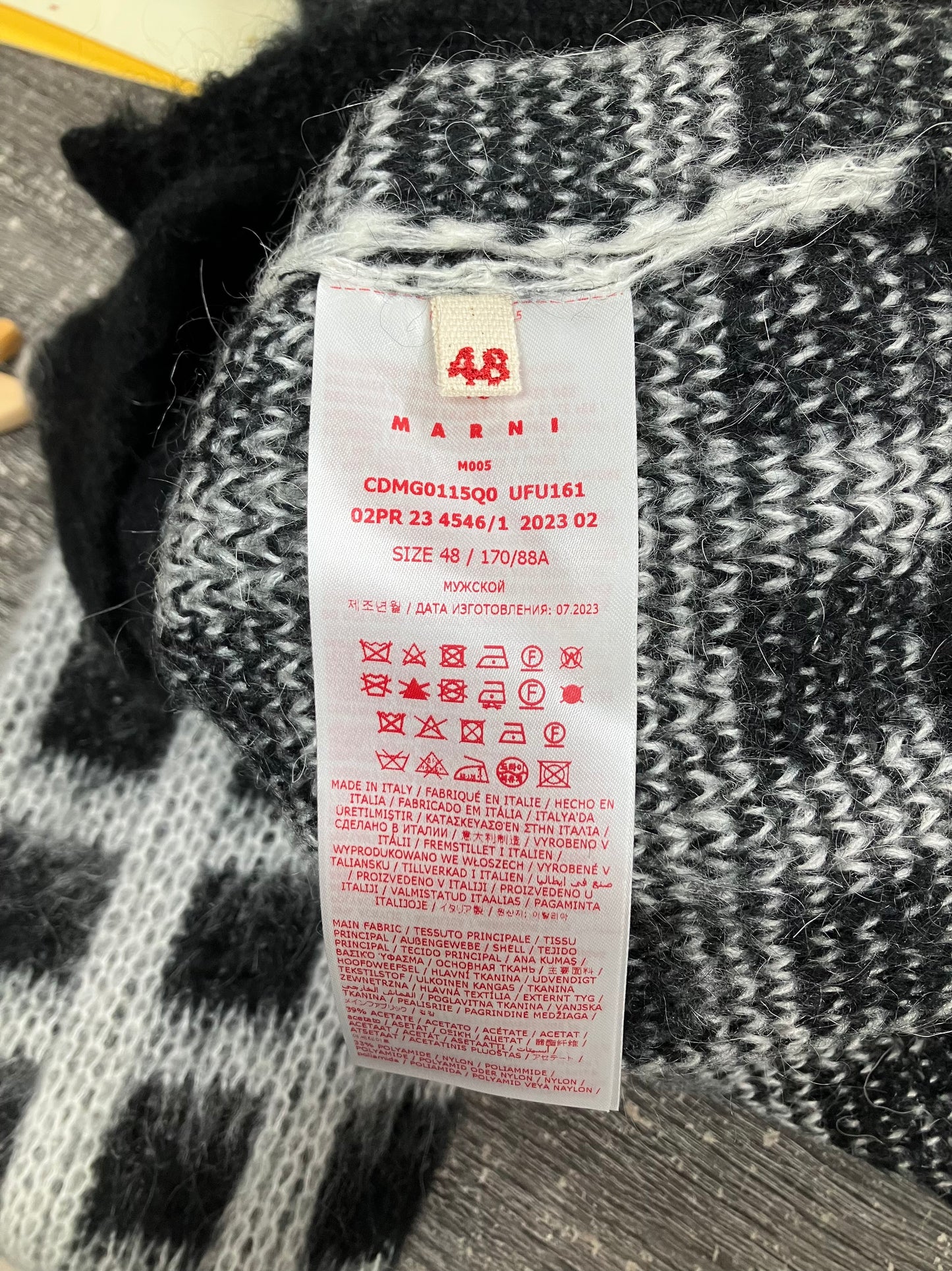 M-Marni Black Checkered Mohair Cardigan