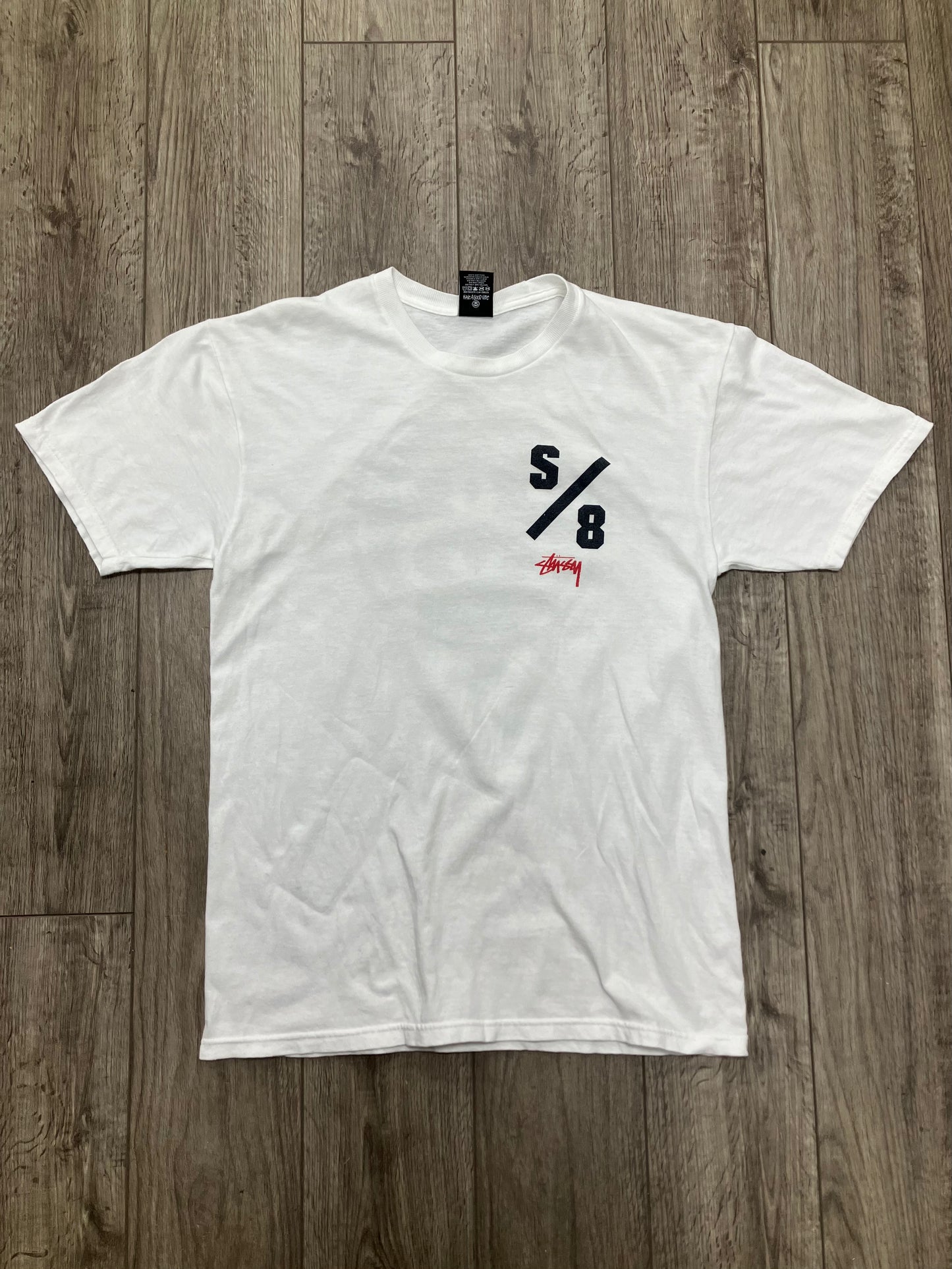 Stussy S/8 White Tee Size M