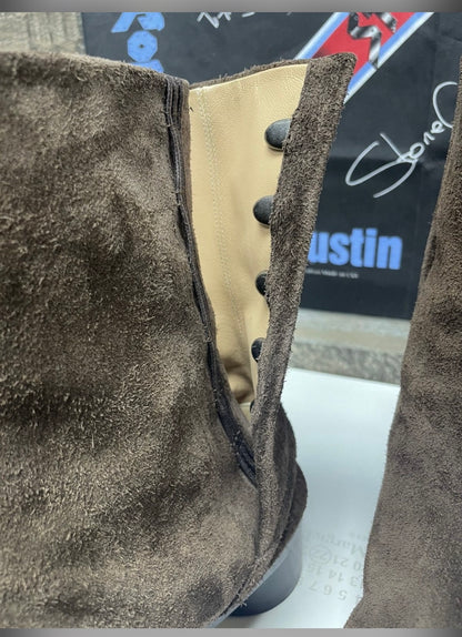 45/12-Maison Margiela Brown Suede Heel Boot