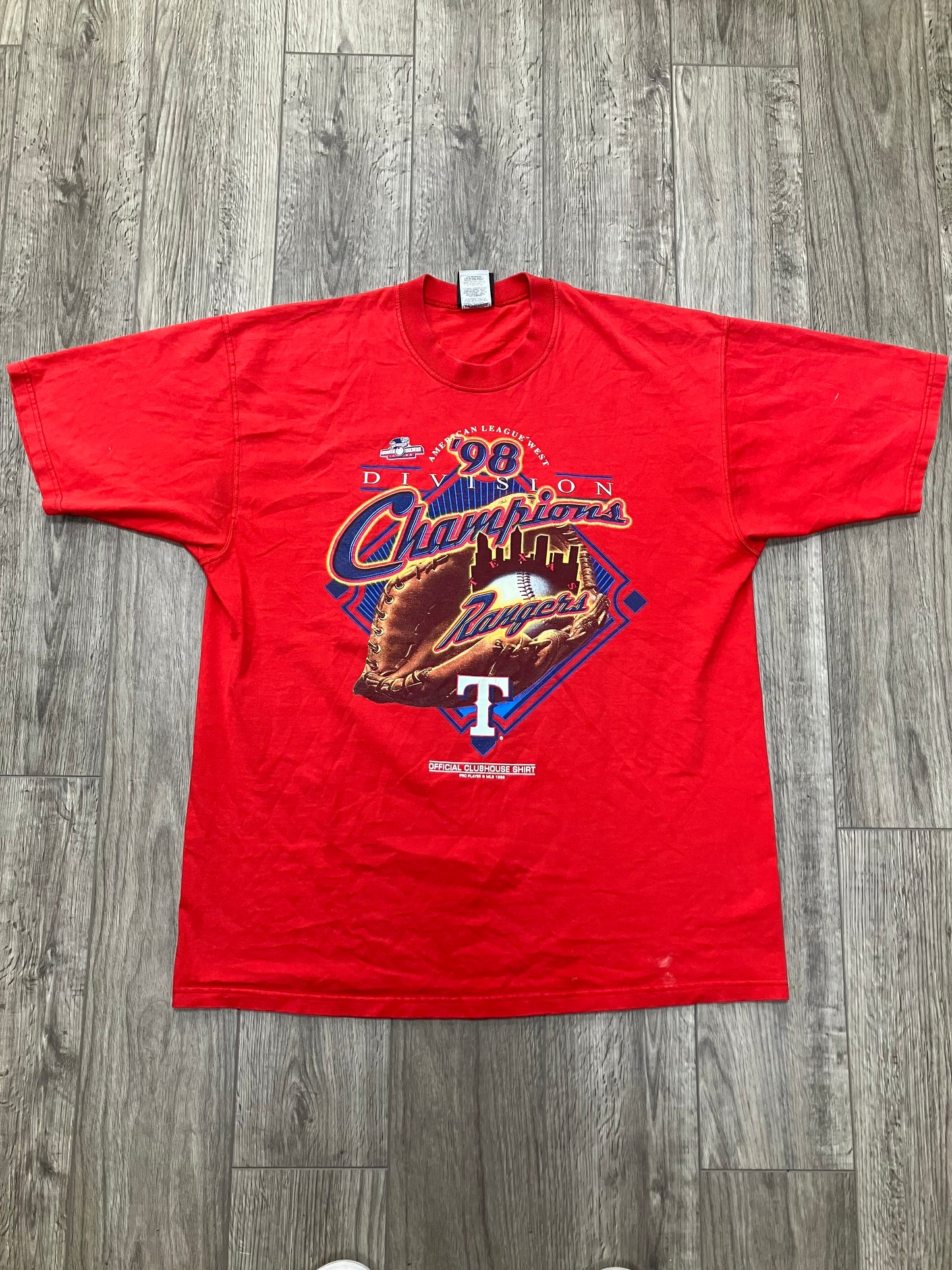 Vintage 1998 Texas Rangers Division Champs Tee Size XL