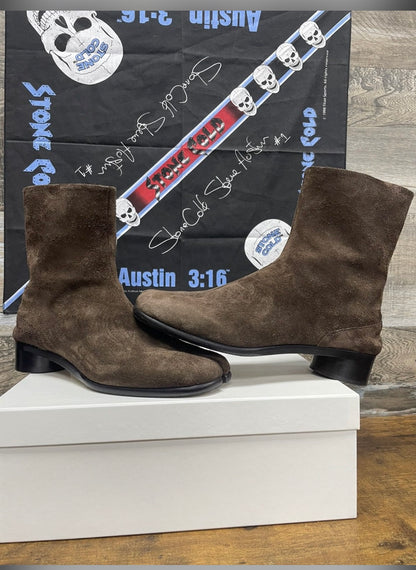 45/12-Maison Margiela Brown Suede Heel Boot