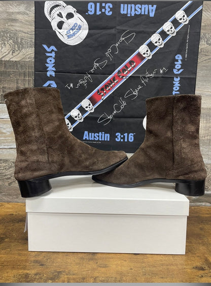 45/12-Maison Margiela Brown Suede Heel Boot