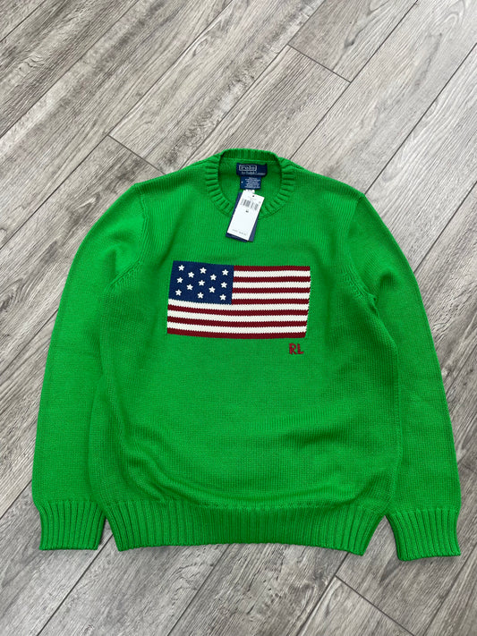 M/XL-Polo Ralph Lauren Green Flag Knit Sweater