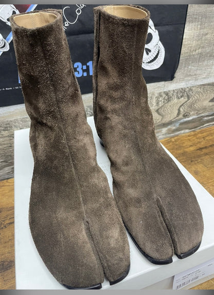 45/12-Maison Margiela Brown Suede Heel Boot