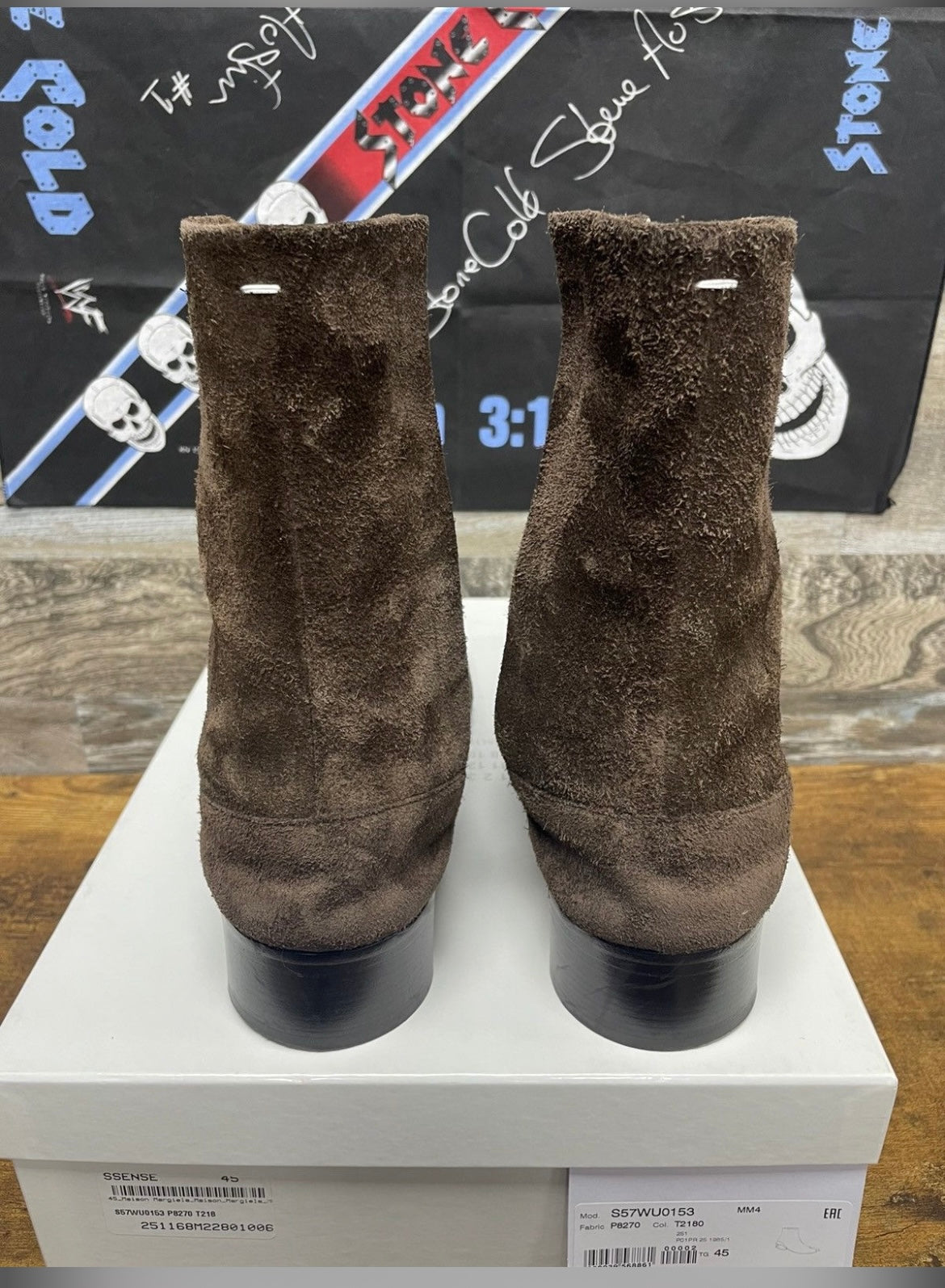 45/12-Maison Margiela Brown Suede Heel Boot