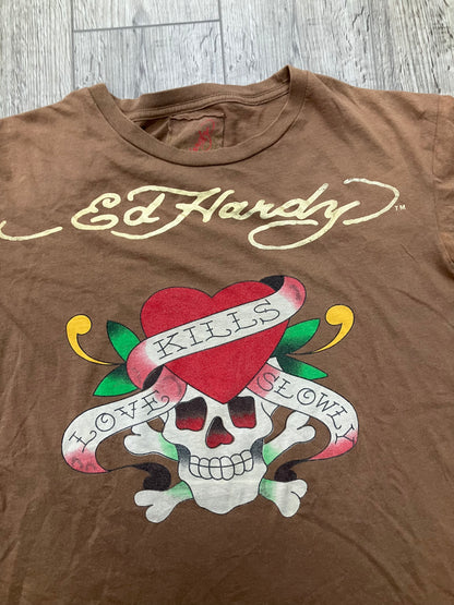 Y2K Ed Hardy Brown Tee Size Large