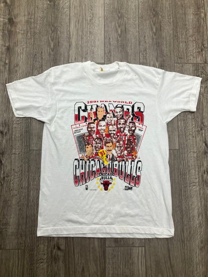 Vintage 1991 Chicago Bulls NBA Champions Caricature Tee Size M