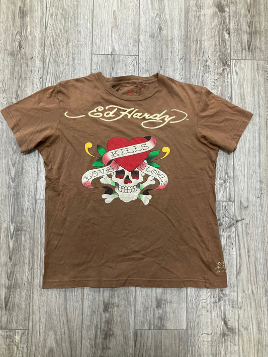 Y2K Ed Hardy Brown Tee Size Large