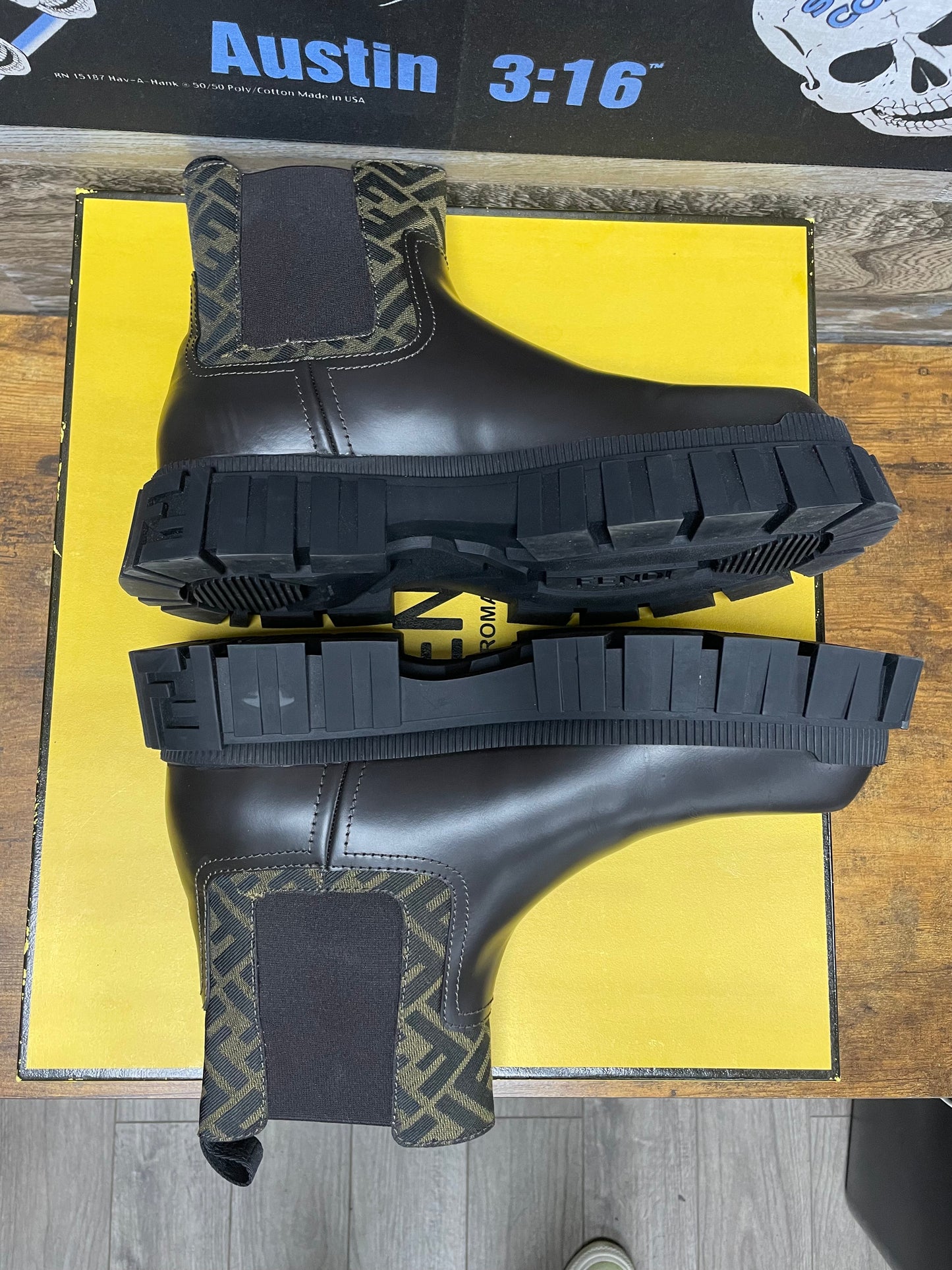 9 - Fendi Force Chelsea Lug Sole Brown Leather Boot