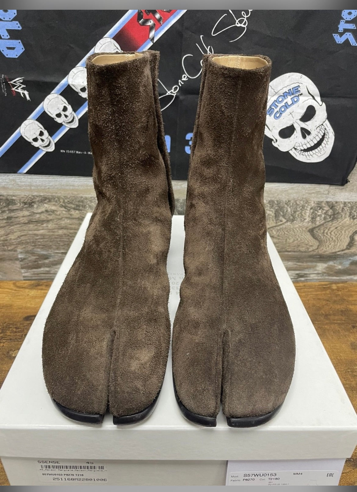 45/12-Maison Margiela Brown Suede Heel Boot