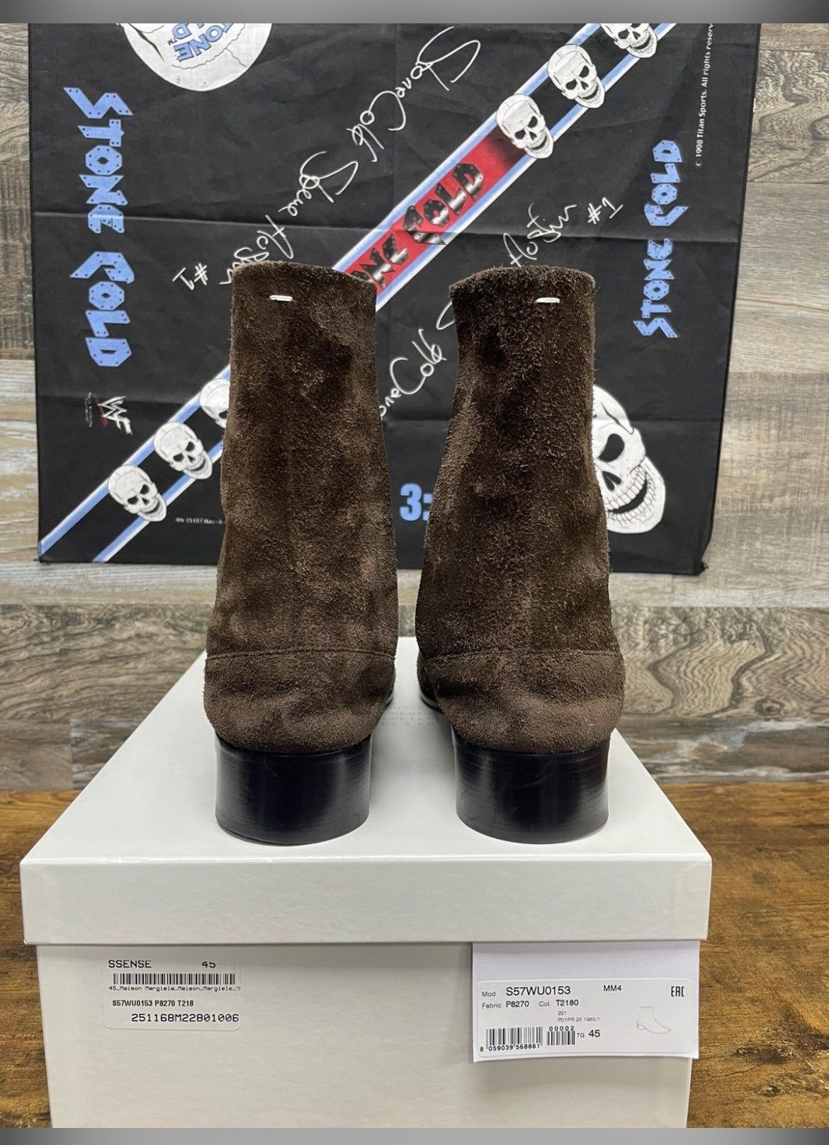 45/12-Maison Margiela Brown Suede Heel Boot