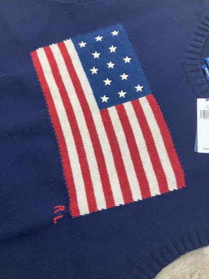 M-Polo Ralph Lauren Navy Flag Knit Vest
