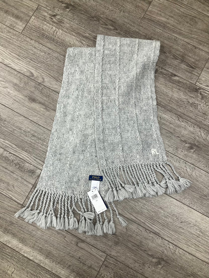 OS-Polo Ralph Lauren Cashmere Grey Knit Fringe Scarf