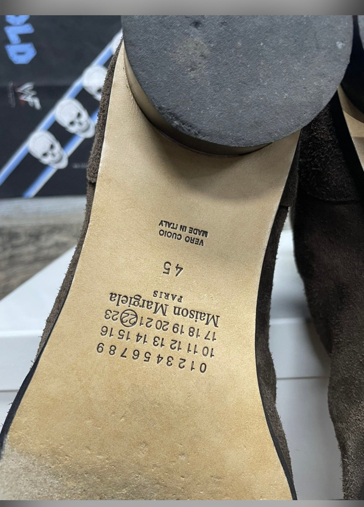 45/12-Maison Margiela Brown Suede Heel Boot