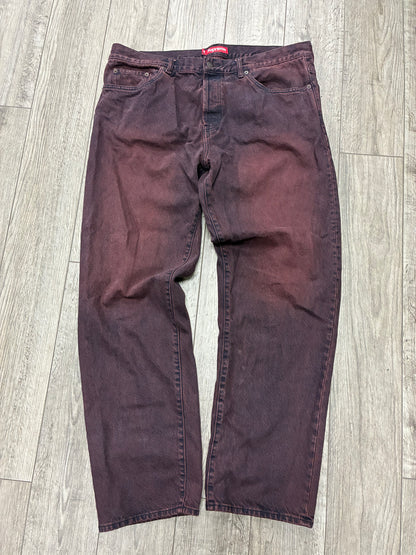 38 - Supreme Regular Fit Overdyed Red Denim Jeans