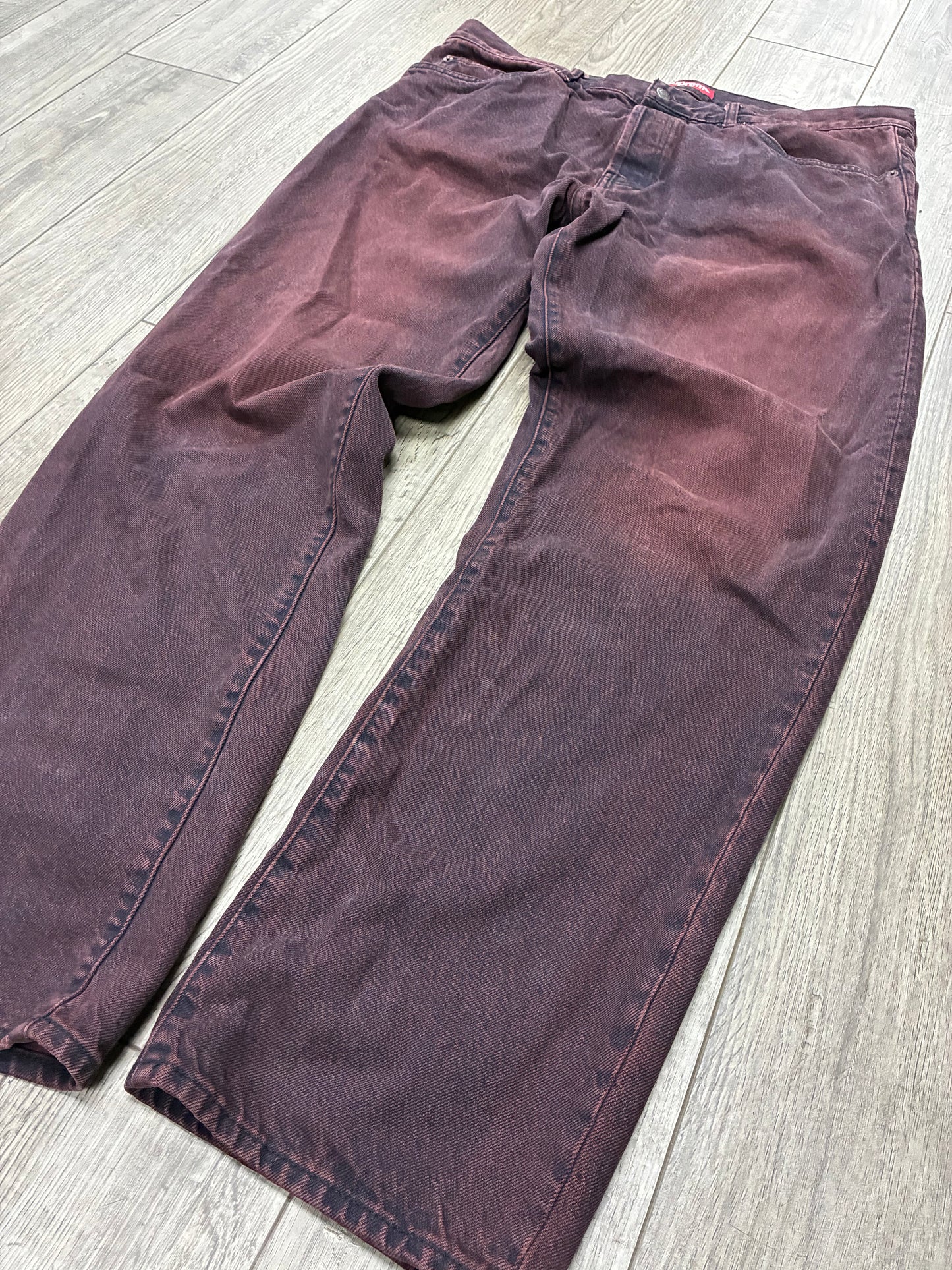 38 - Supreme Regular Fit Overdyed Red Denim Jeans