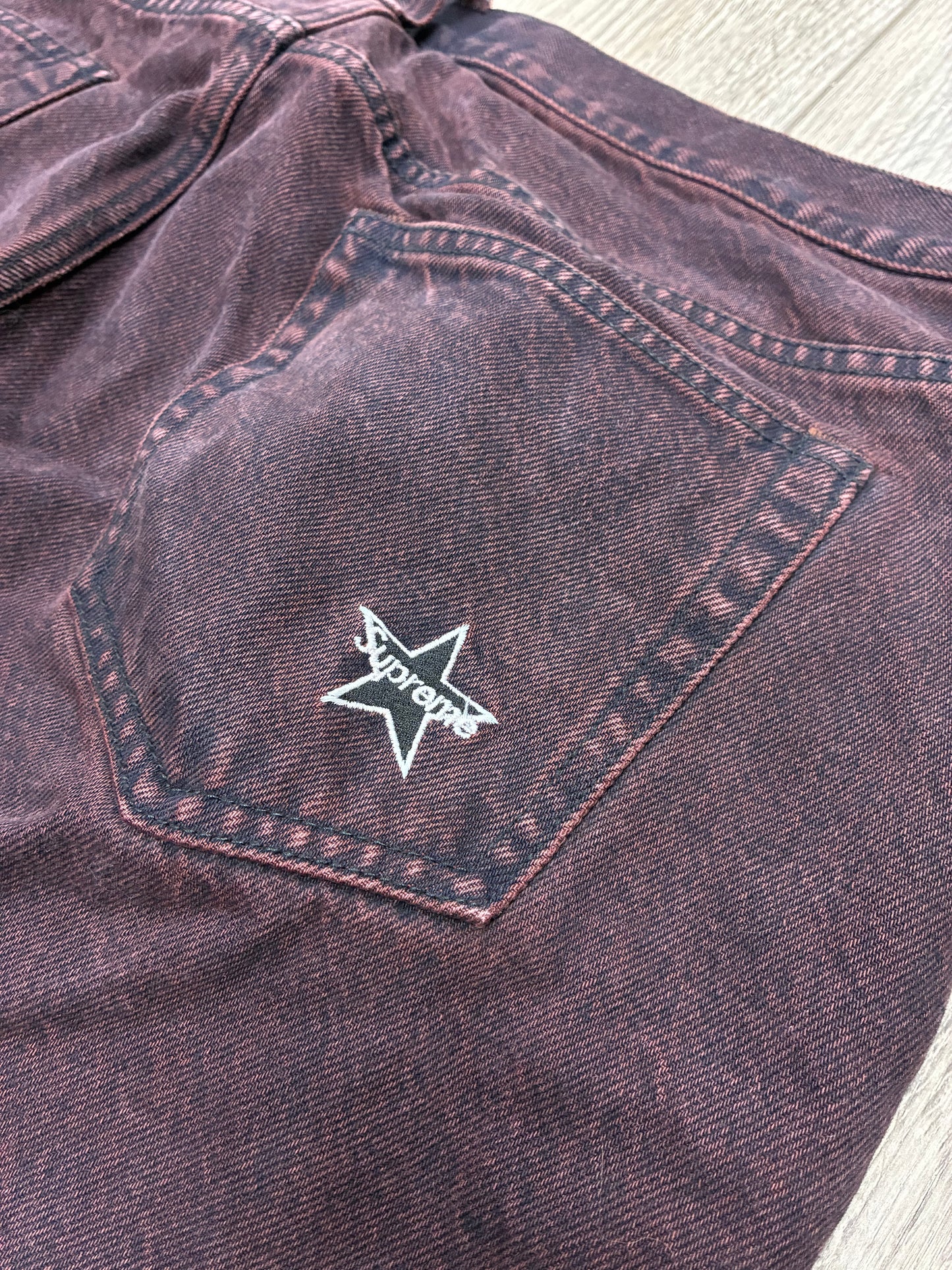 38 - Supreme Regular Fit Overdyed Red Denim Jeans