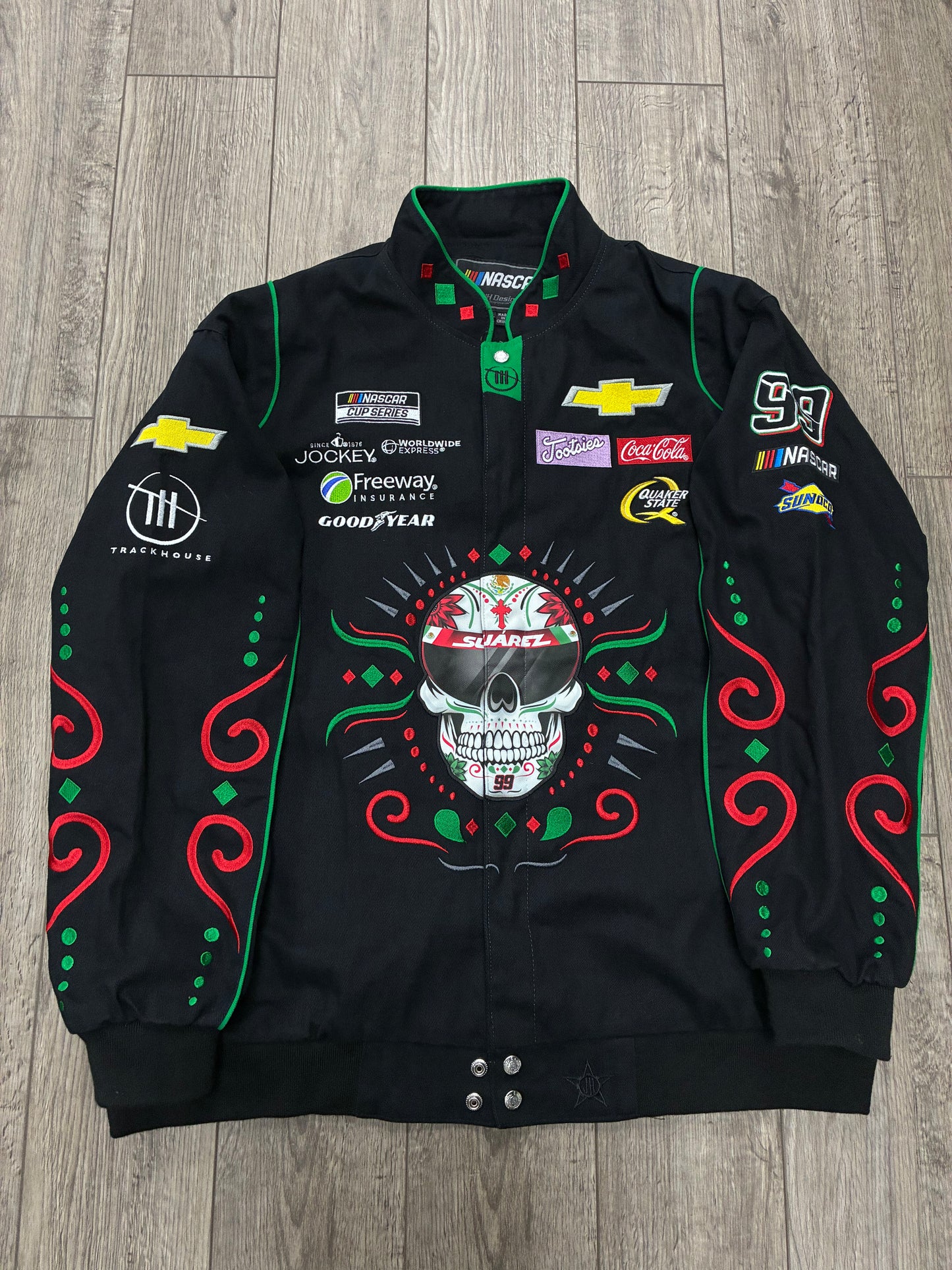 2XL - Daniel Suarez NASCAR Sugar Skull Cotton Twill Racing Jacket