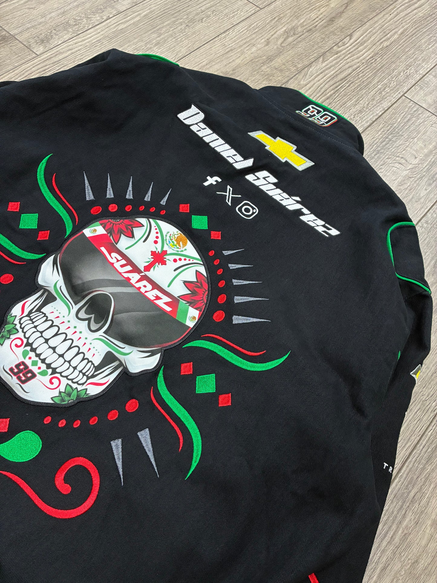 2XL - Daniel Suarez NASCAR Sugar Skull Cotton Twill Racing Jacket