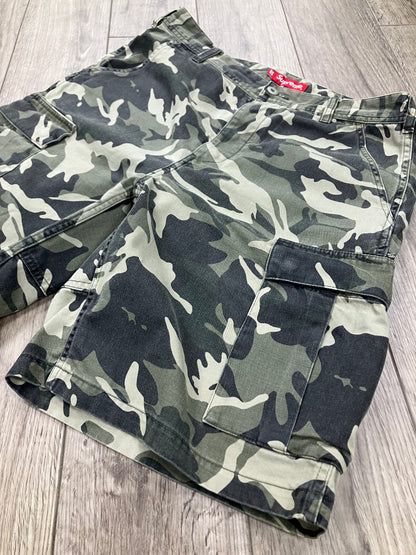 30-Supreme Olive Green Camo Cargo Shorts