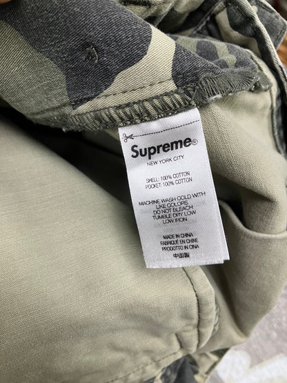 30-Supreme Olive Green Camo Cargo Shorts