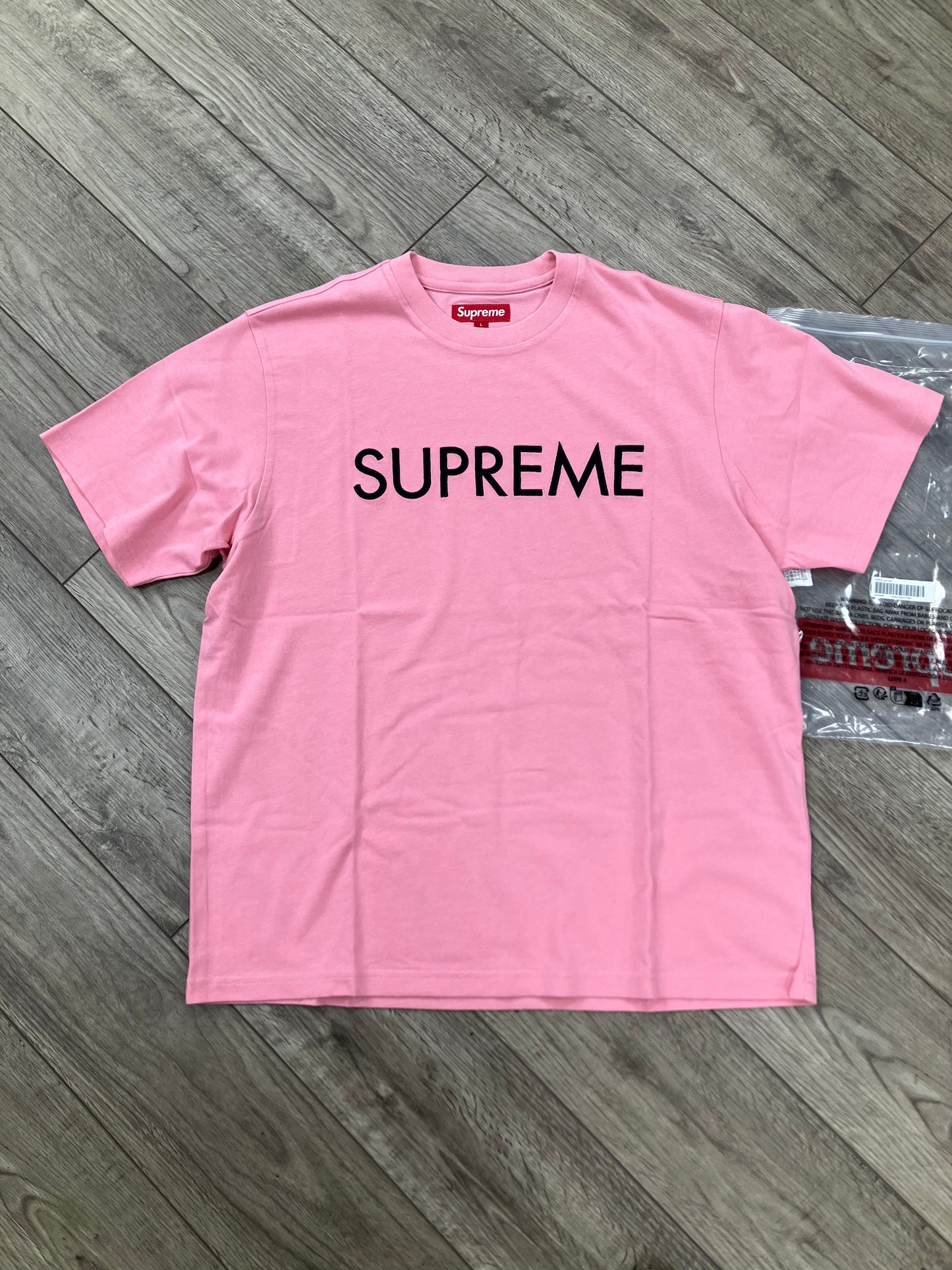 L-Supreme Pink Capital S/S Tee