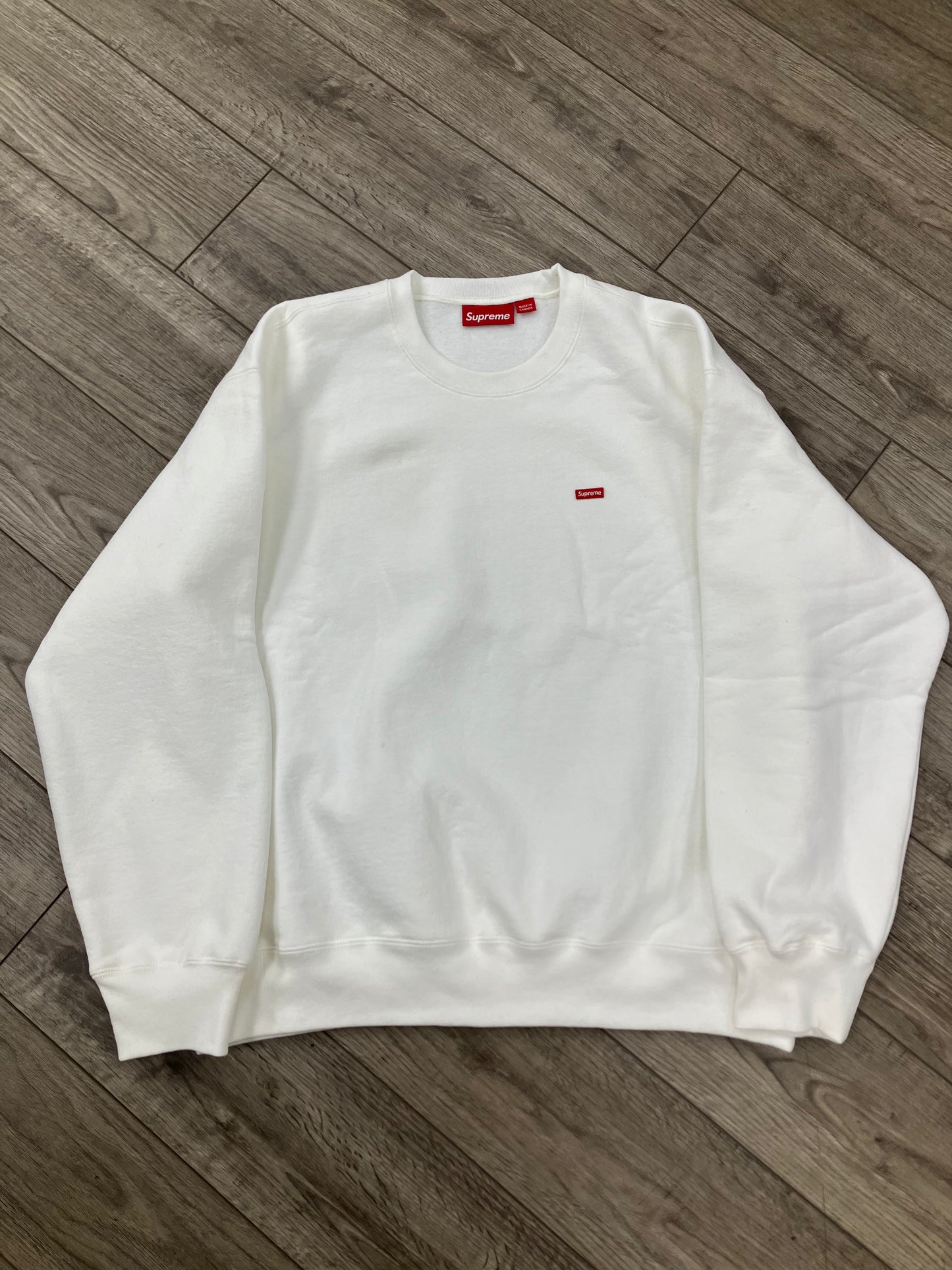 L-white Supreme Small Box Crewneck