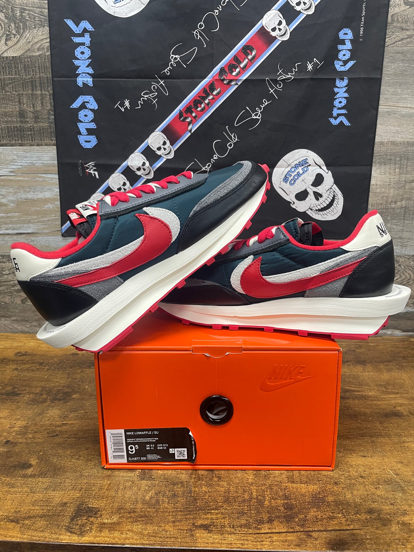 9.5-Sacai Undercover Nike LDWaffle Red/Midnight